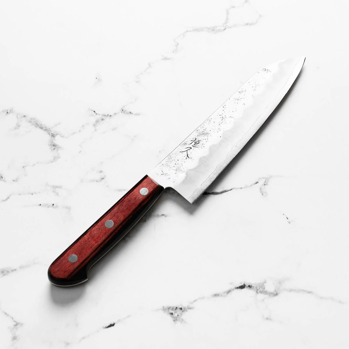 Tsunehisa Ginsan Nashiji Santoku 165mm - Western Handle - Image 2