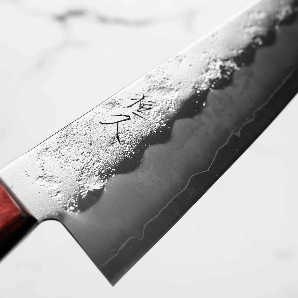 Tsunehisa Ginsan Nashiji Santoku 165mm - Western Handle - Image 4