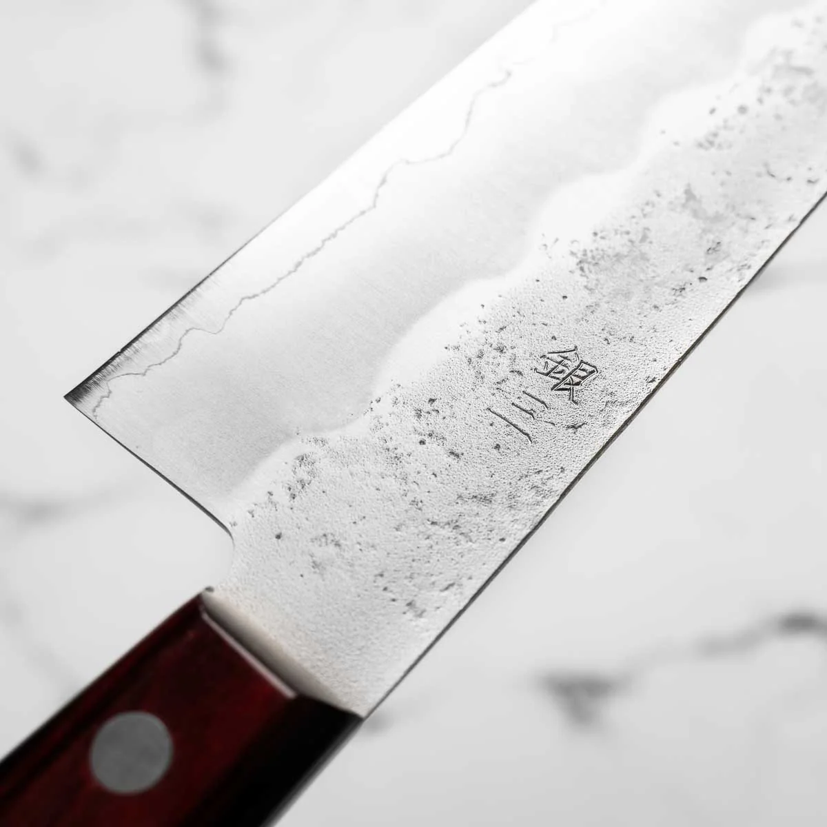 Tsunehisa Ginsan Nashiji Santoku 165mm - Western Handle - Image 6