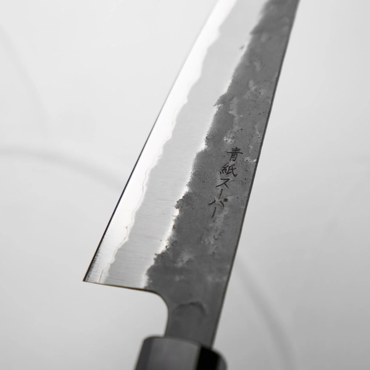 Tsunehisa Kurouchi Blue Super Nashiji Gyuto 180mm - Ebony - Image 4