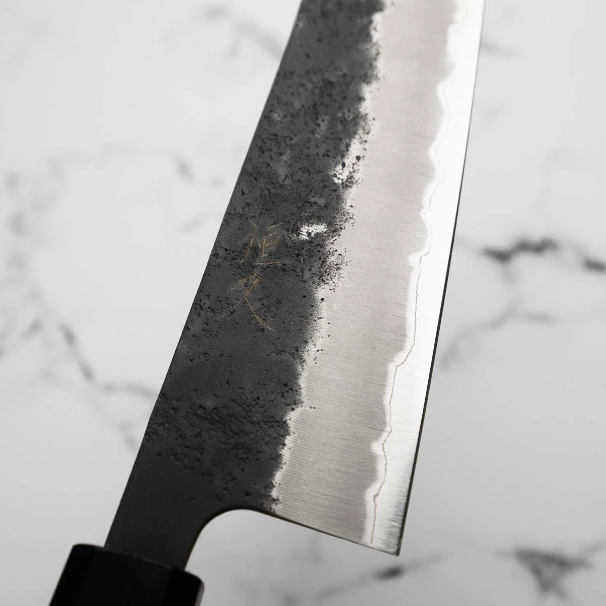 Tsunehisa Kurouchi Blue Super Nashiji Gyuto 210mm - Ebony - Image 5