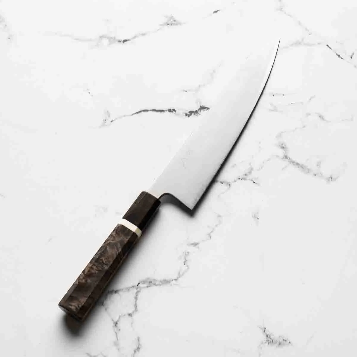 Tsunehisa Migaki Blue Super Gyuto 210mm - Maple White Stripe - Image 2