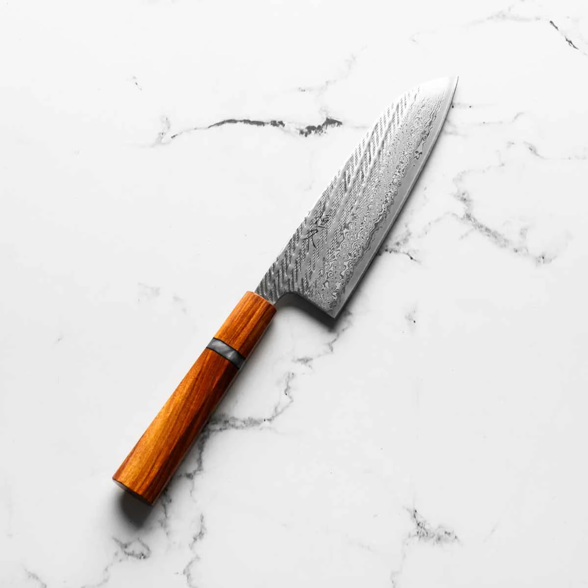 Tsunehisa AUS-10 Nawame Tsuchime Santoku 165mm - Sandalwood - Image 2