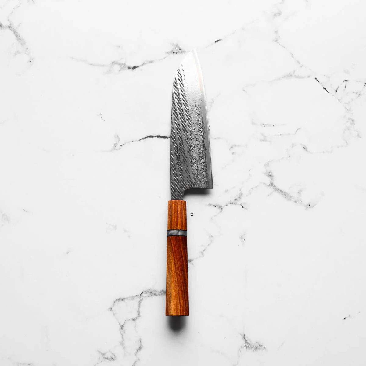 Tsunehisa AUS-10 Nawame Tsuchime Santoku 165mm - Sandalwood - Image 3