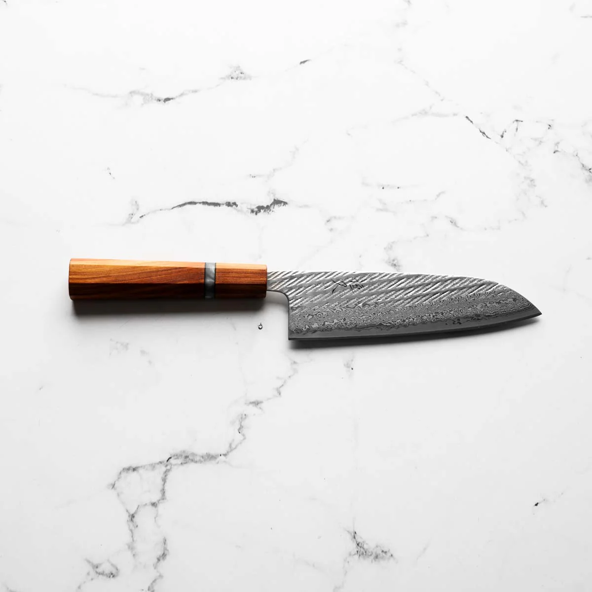 Tsunehisa AUS-10 Nawame Tsuchime Santoku 165mm - Sandalwood - Image 4