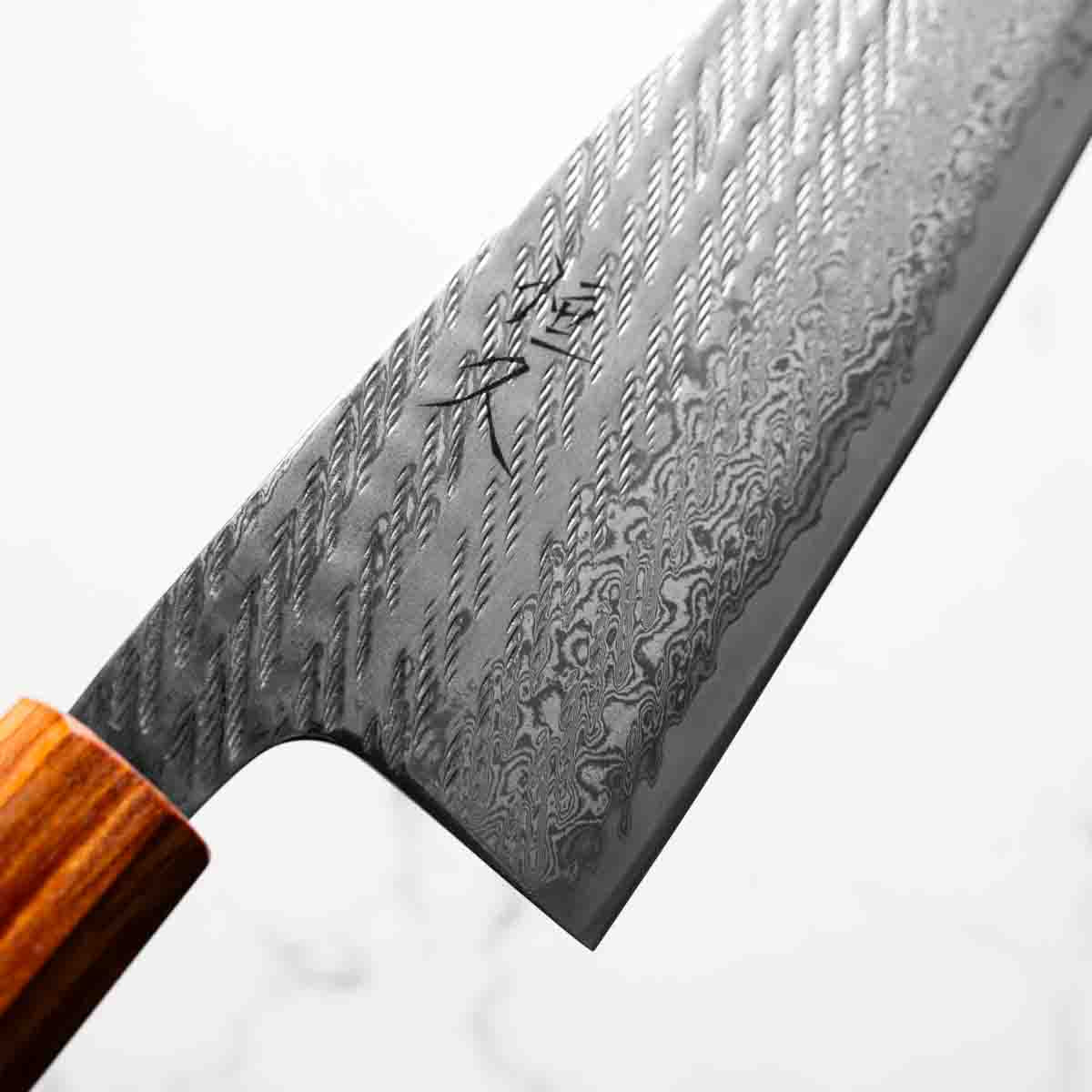 Tsunehisa AUS-10 Nawame Tsuchime Santoku 165mm - Sandalwood - Image 5