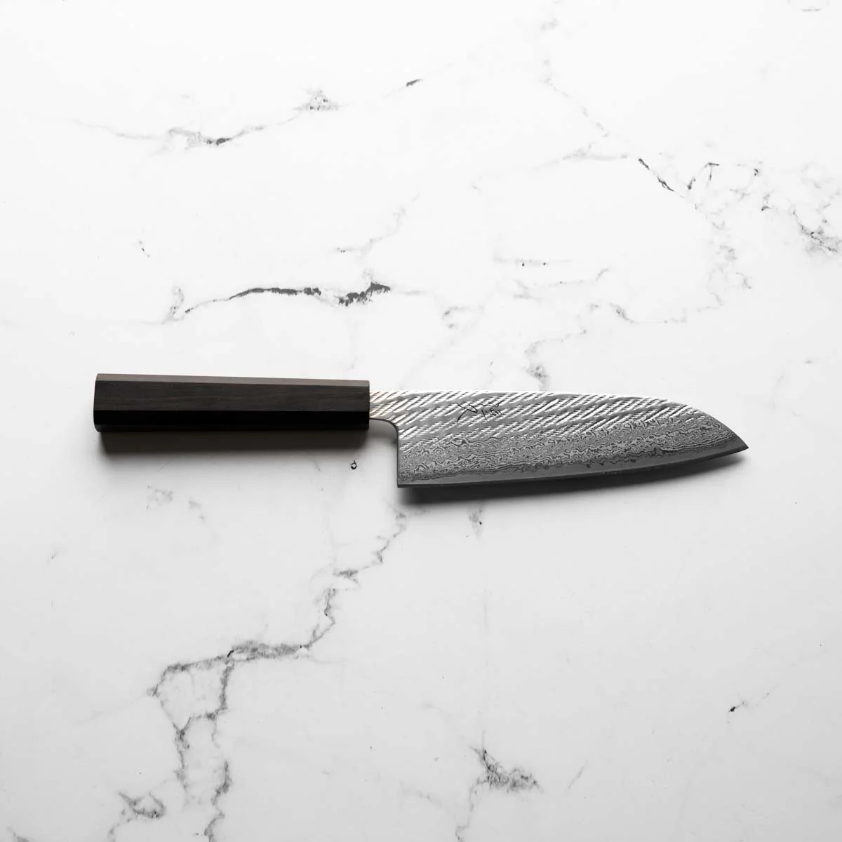 Tsunehisa AUS-10 Nawame Tsuchime Santoku 165mm - Ebony - Image 4