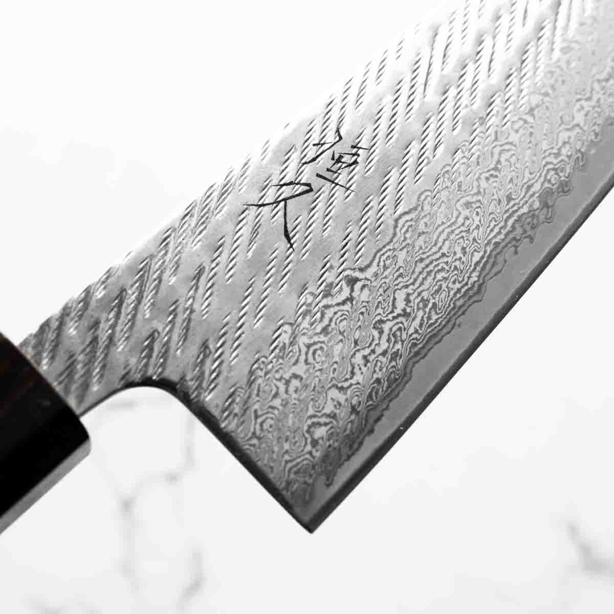 Tsunehisa AUS-10 Nawame Tsuchime Santoku 165mm - Ebony - Image 5