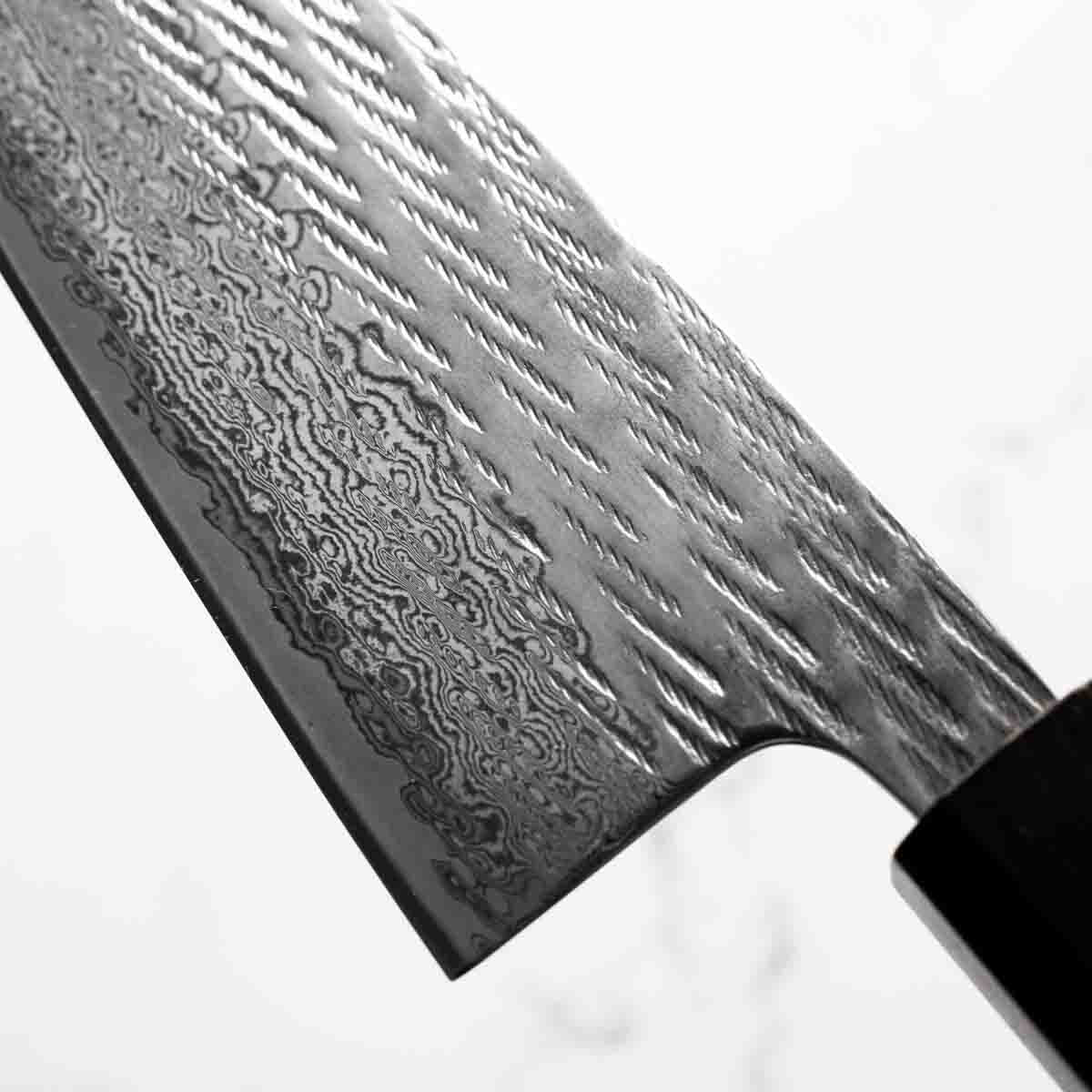 Tsunehisa AUS-10 Nawame Tsuchime Santoku 165mm - Ebony - Image 6