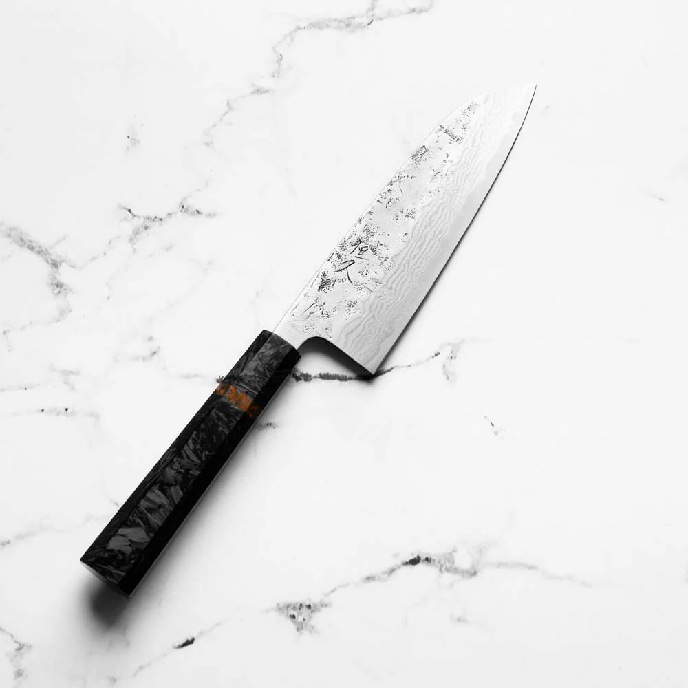 Tsunehisa Swedish Stainless Washiji Santoku 165mm - Carbon Fibre - Image 2
