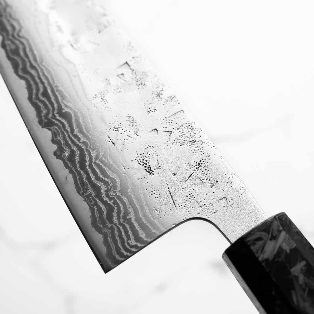 Tsunehisa Swedish Stainless Washiji Santoku 165mm - Carbon Fibre - Image 6