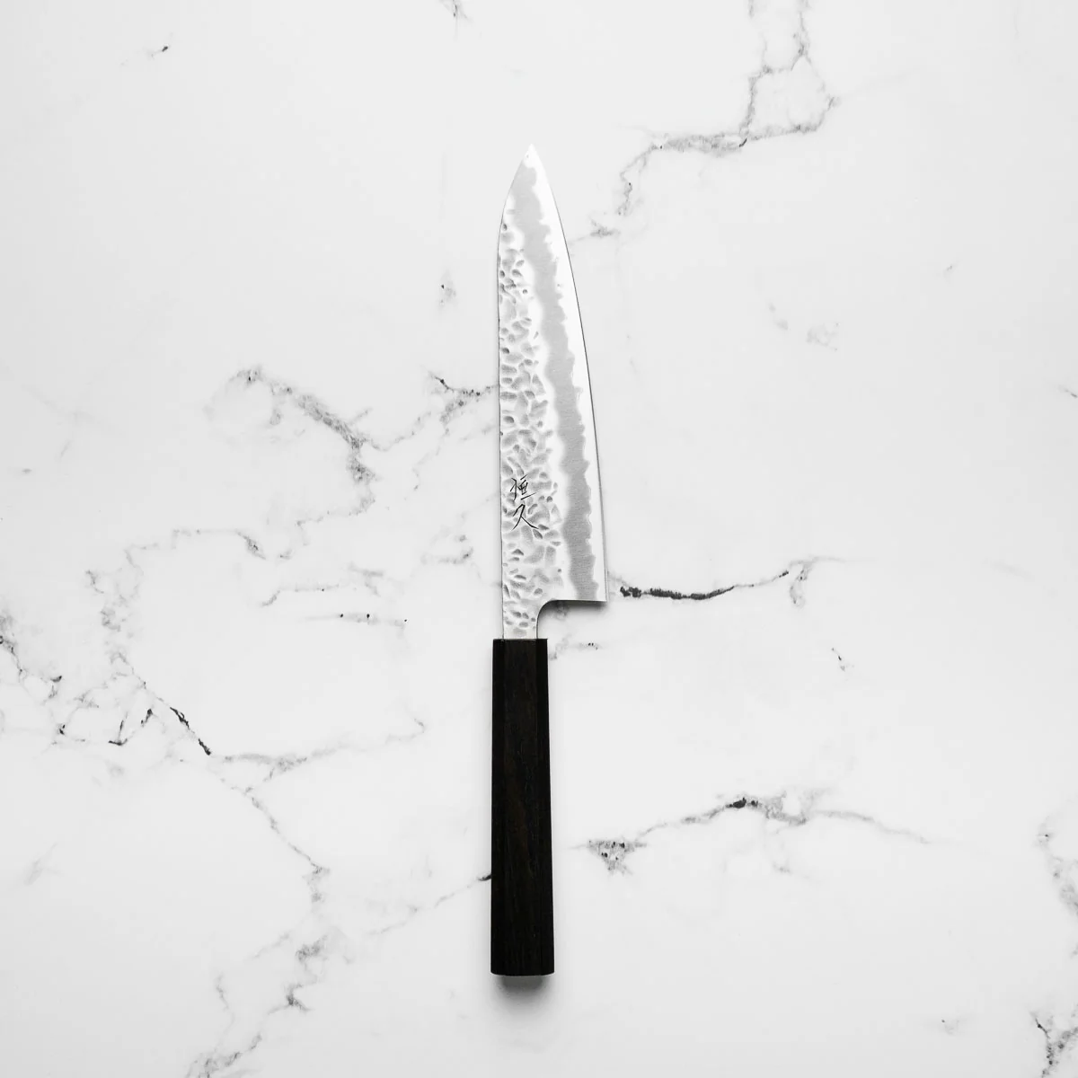 Tsunehisa White 2 Stainless Clad Tsuchime Gyuto 180mm - Ebony - Image 3