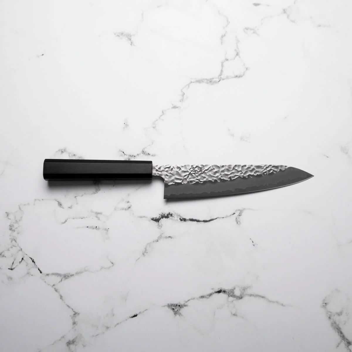 Tsunehisa White 2 Stainless Clad Tsuchime Gyuto 180mm - Ebony - Image 4