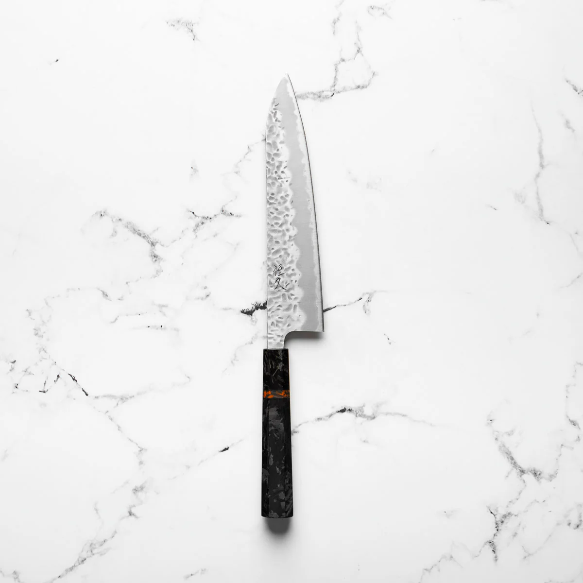 Tsunehisa White 1 SS Clad Tsuchime Gyuto 210mm - Carbon Fibre - Image 5