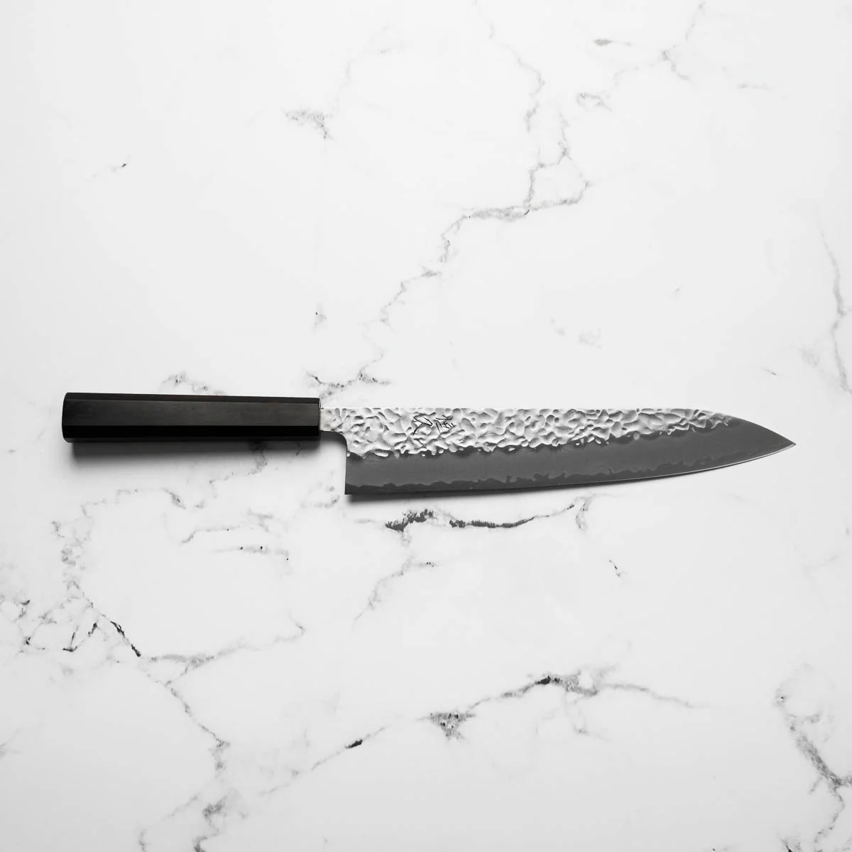 Tsunehisa White 1 Stainless Clad Tsuchime Gyuto 240mm - Ebony - Image 4