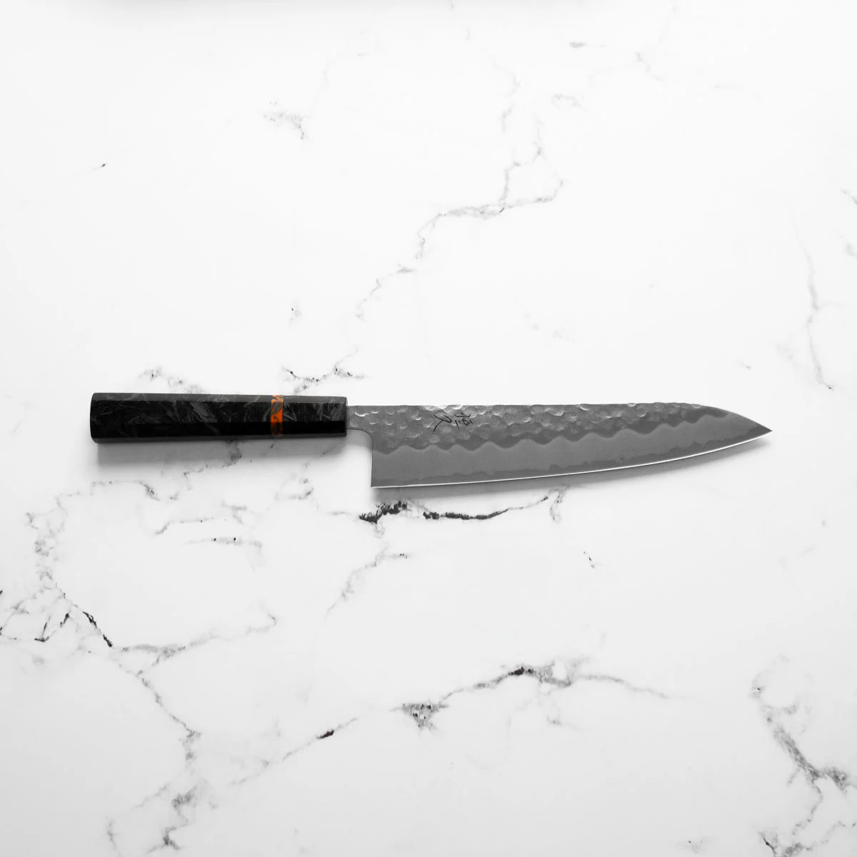 Tsunehisa White 2 SS Clad Tsuchime Gyuto 210mm - Carbon Fibre - Image 2