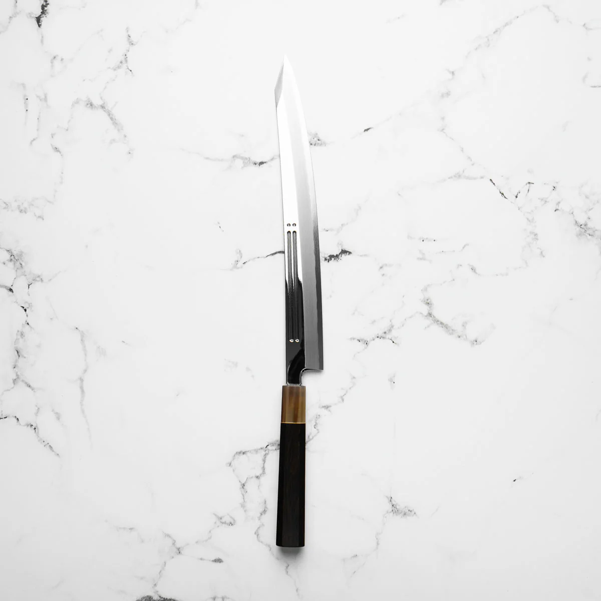 Yamawaki Hamono Kansho Kiritsuke Yanagiba 270mm - Ebony & Blonde - Image 4