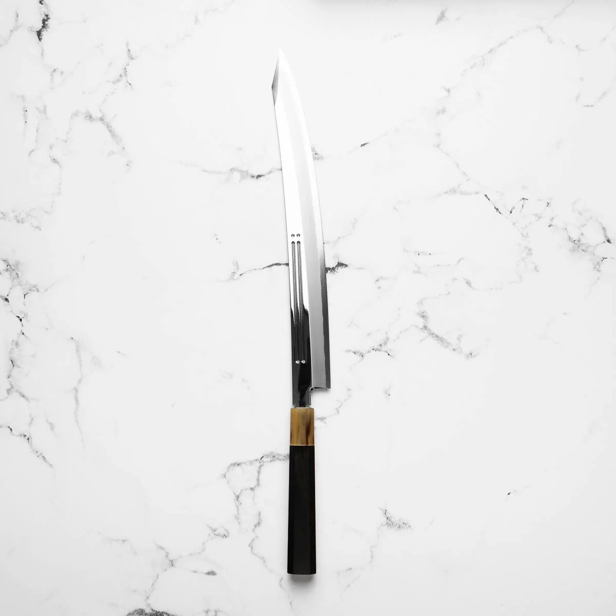 Yamawaki Hamono Kansho Kiritsuke Yanagiba 300mm - Ebony & Blonde - Image 3