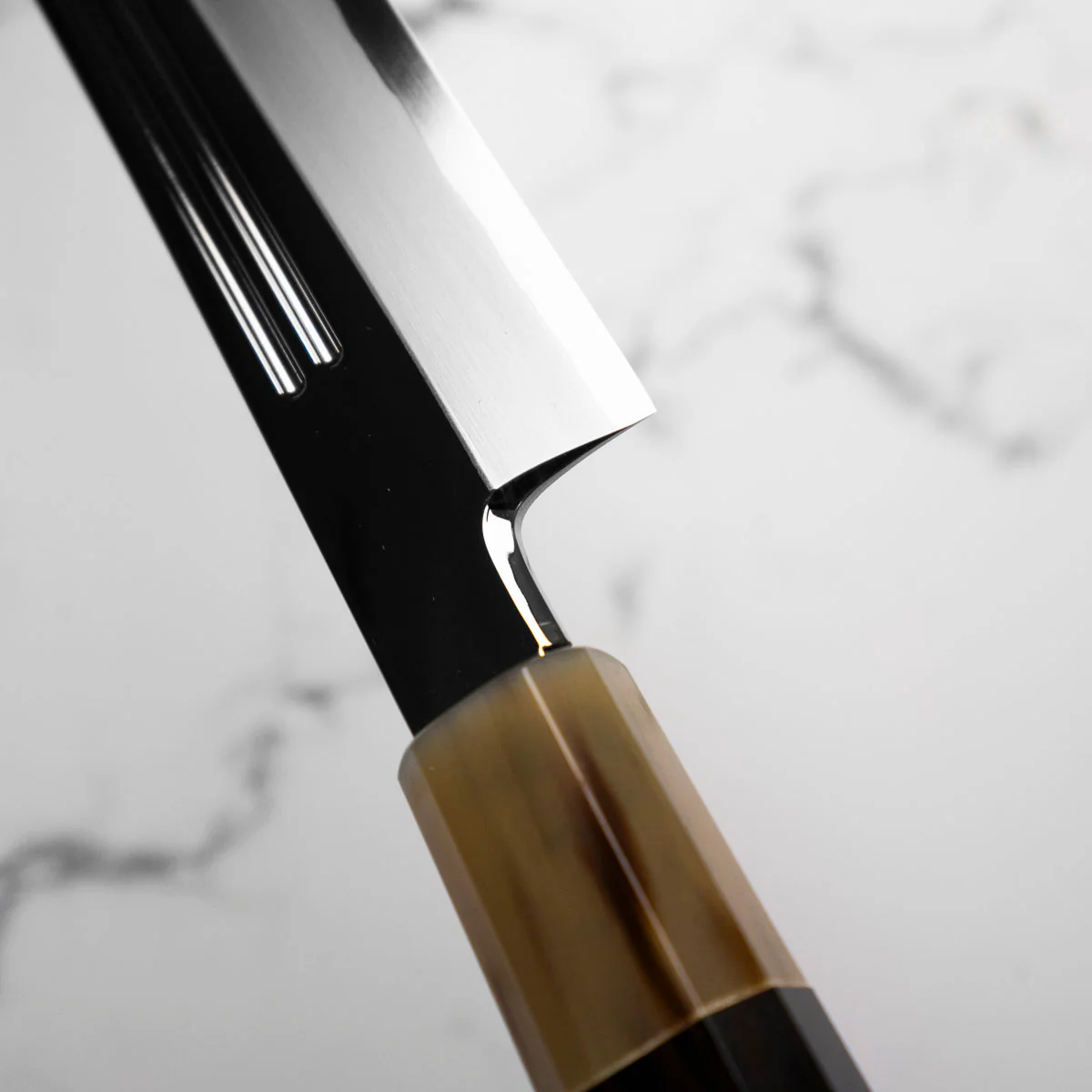 Yamawaki Hamono Kansho Kiritsuke Yanagiba 300mm - Ebony & Blonde - Image 8