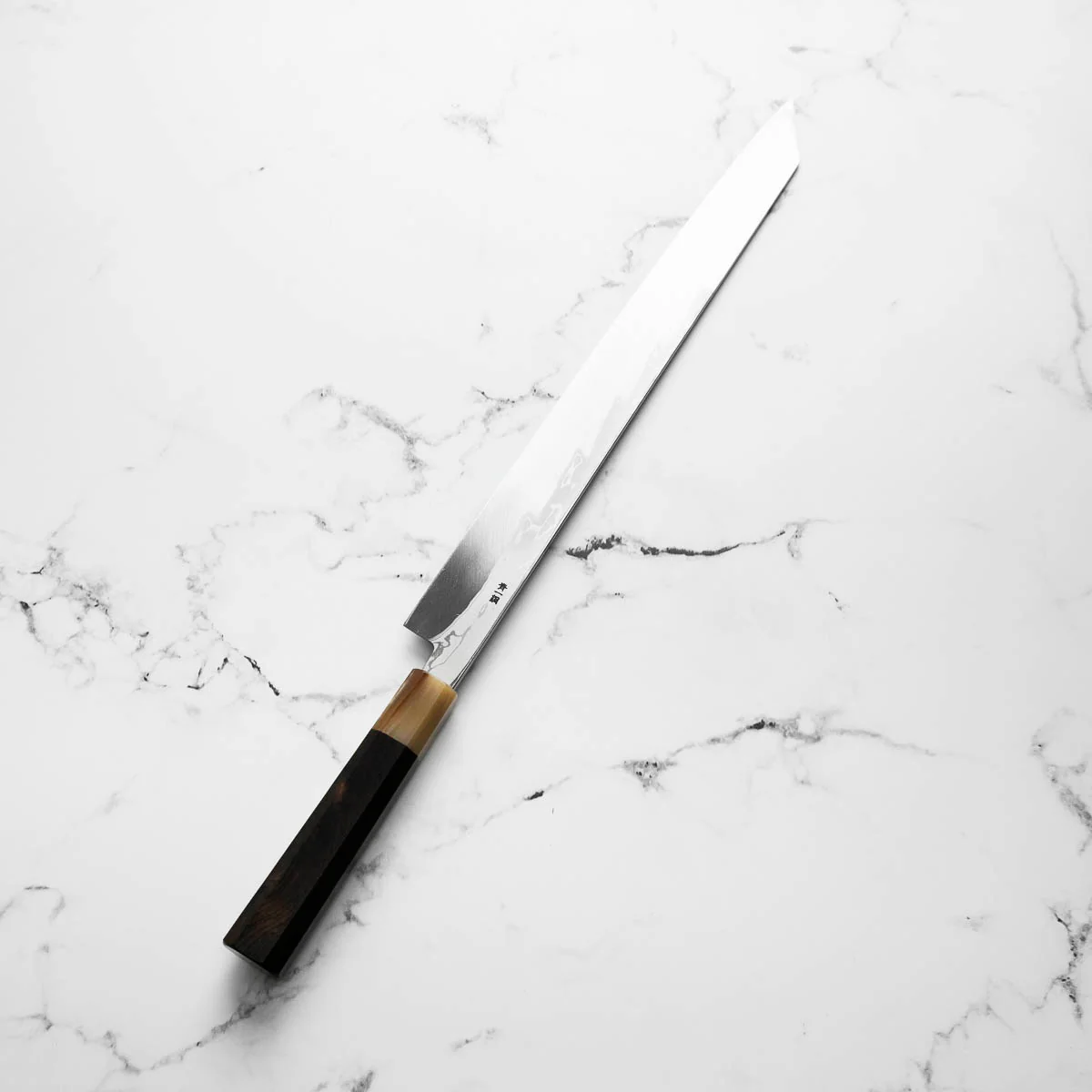 Yamawaki Hamono Nakagawa Satoshi Blue 1 Damascus Kiritsuke Yanagiba 360mm - Image 2