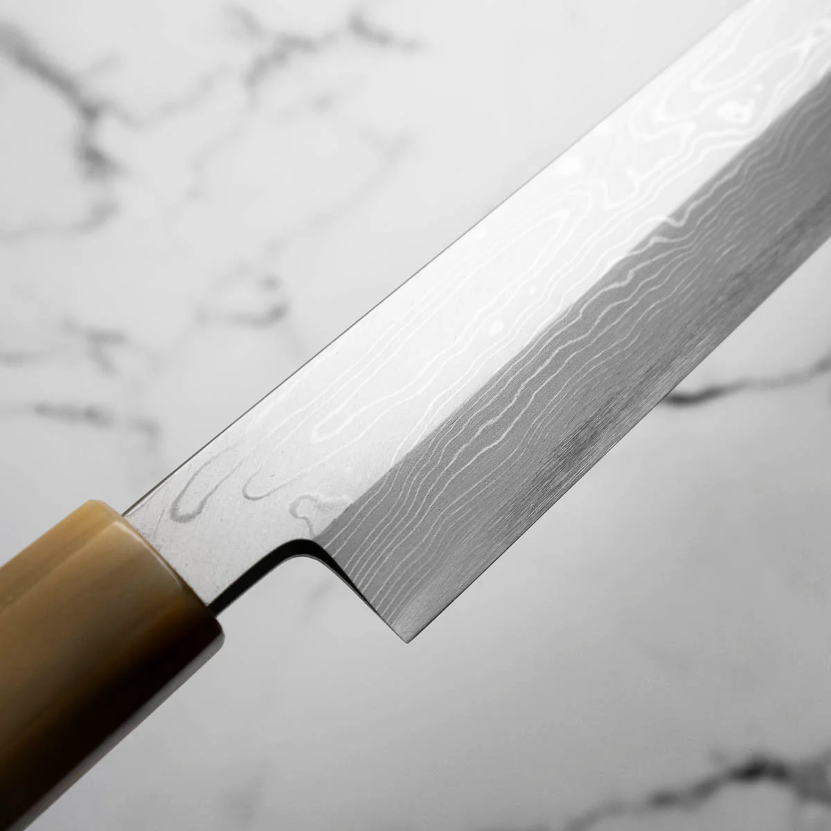 Yamawaki Hamono Nakagawa Satoshi Blue 1 Damascus Kiritsuke Yanagiba 360mm - Image 6
