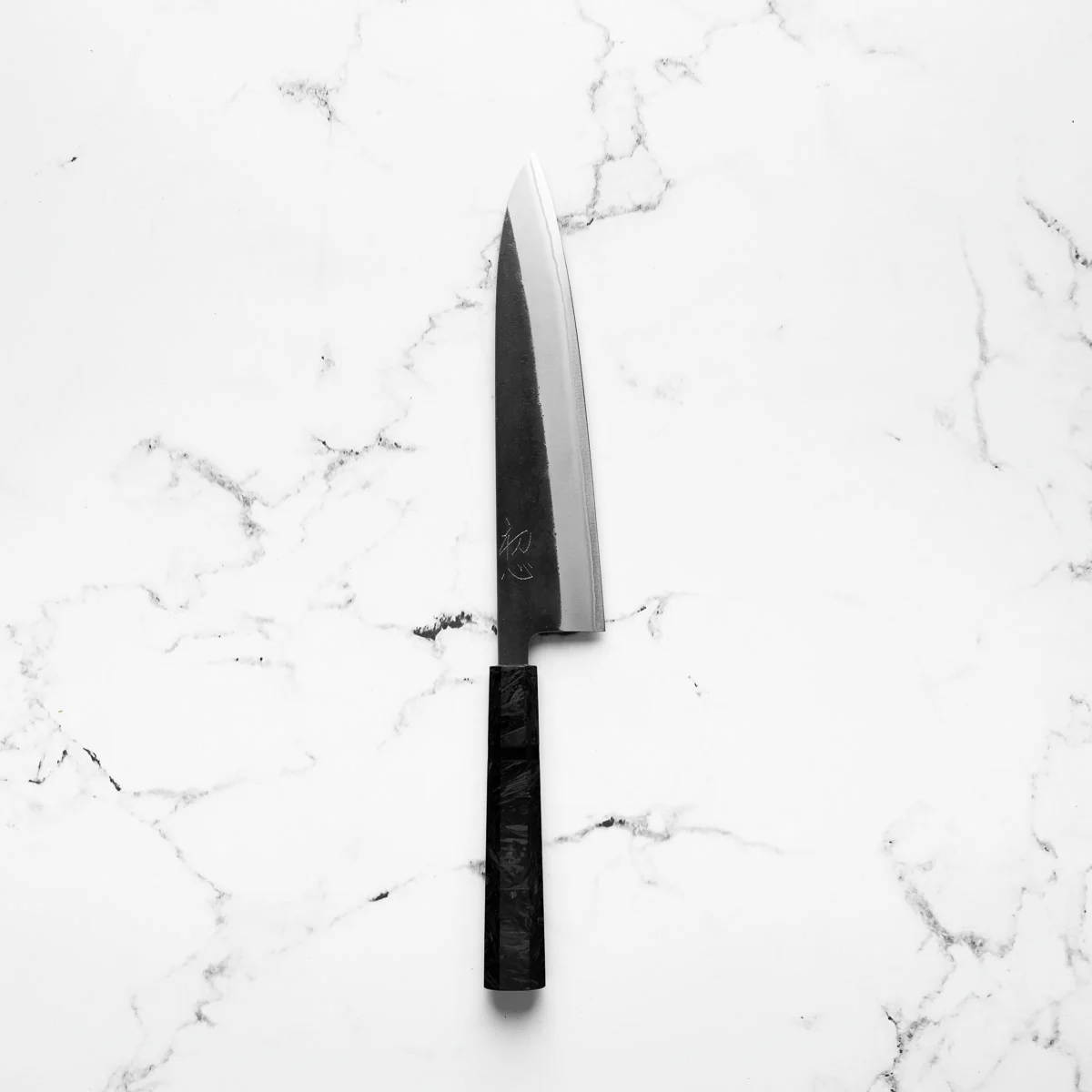 Yoshikane (Hatsukokoro) White 2 Kurouchi Nashiji Gyuto 210mm - Dark Carbon Fibre - Image 3