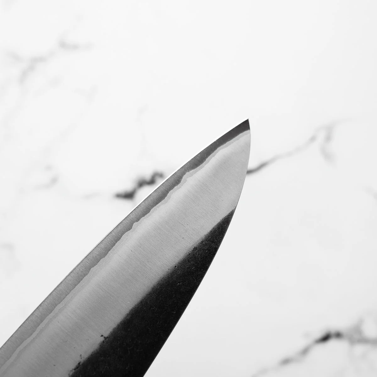 Yoshikane (Hatsukokoro) White 2 Kurouchi Nashiji Gyuto 210mm - Dark Carbon Fibre - Image 6