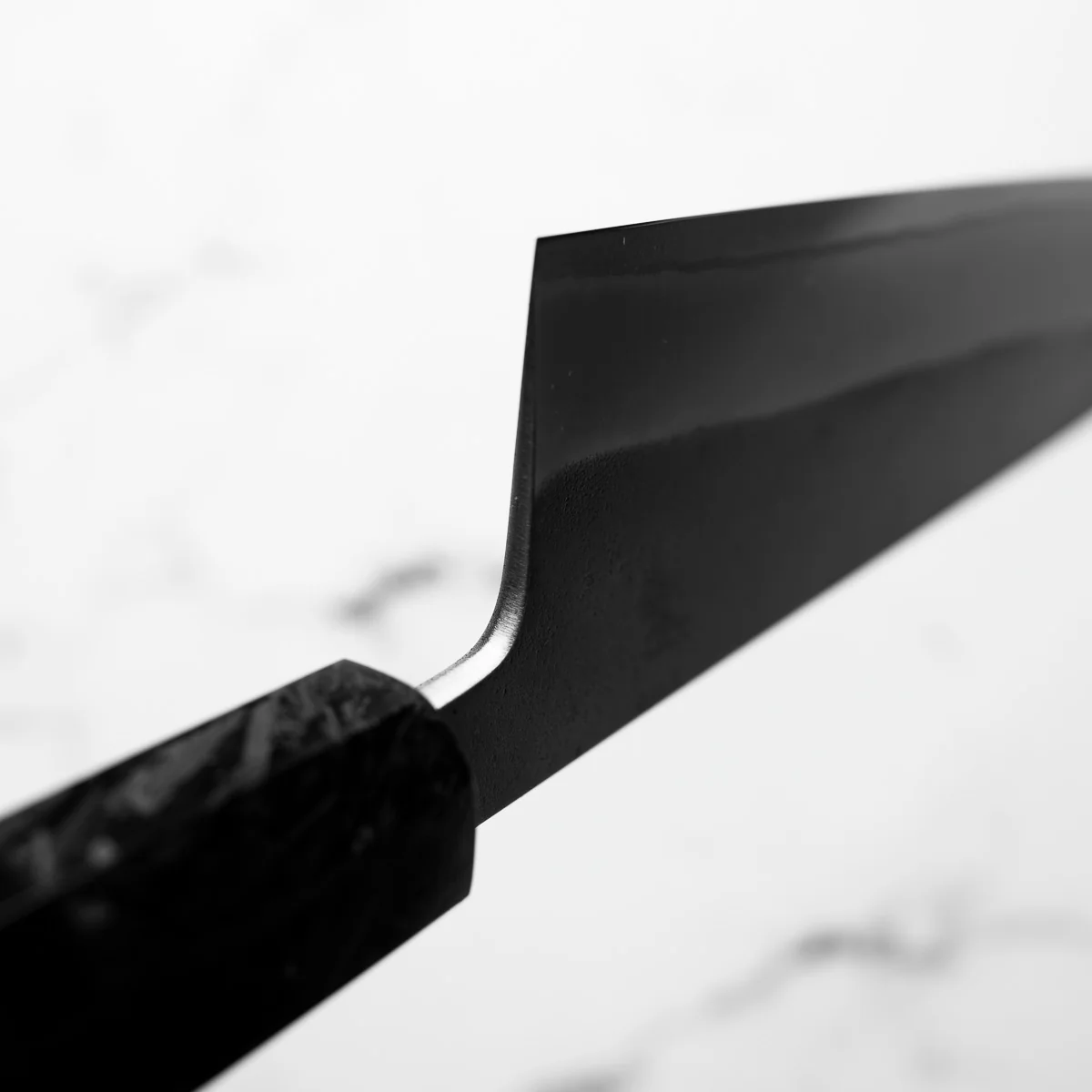 Yoshikane (Hatsukokoro) White 2 Kurouchi Nashiji Gyuto 210mm - Dark Carbon Fibre - Image 8