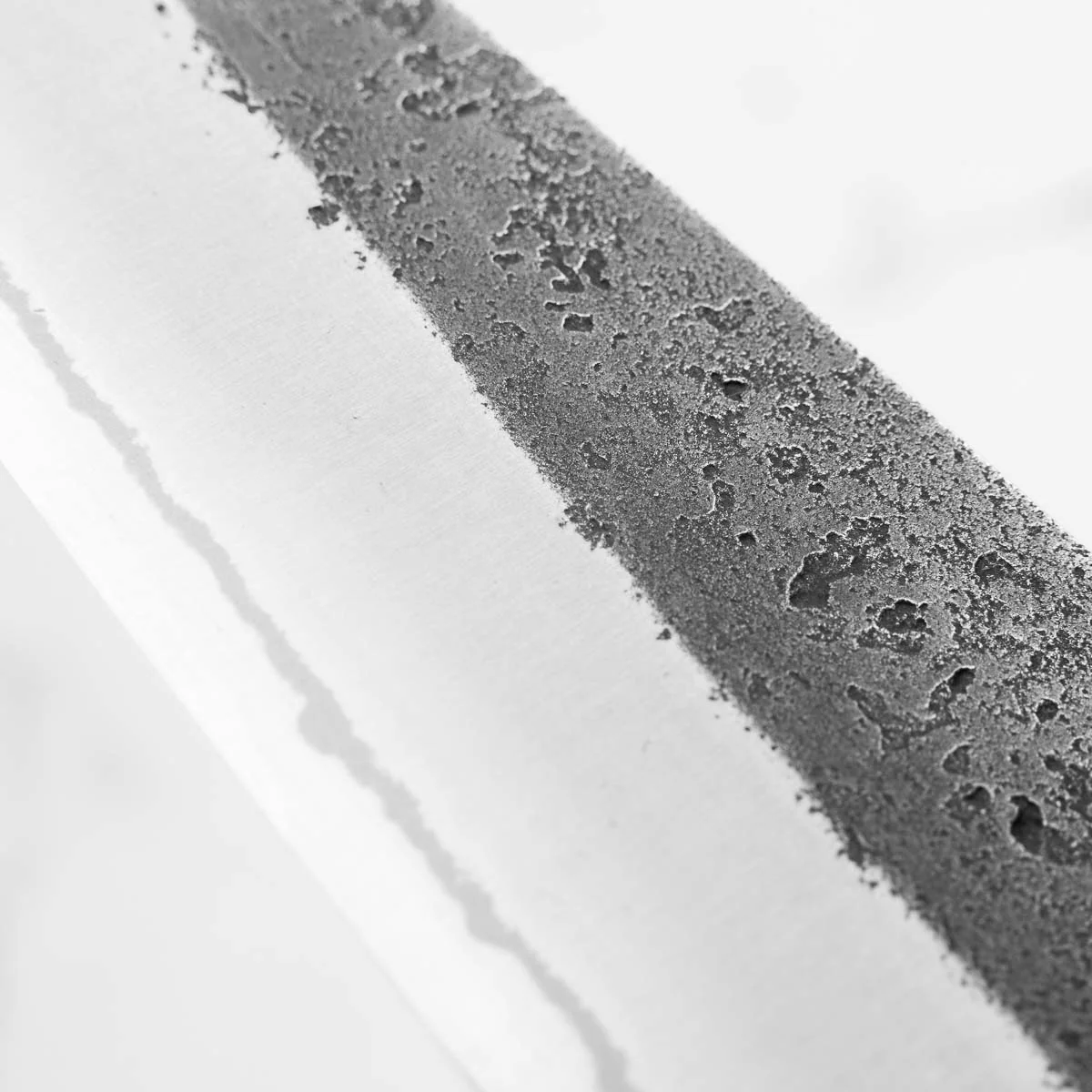 Yoshikane (Hatsukokoro) White 2 Kurouchi Nashiji Stainless Clad Gyuto 240mm - Ebony - Image 7