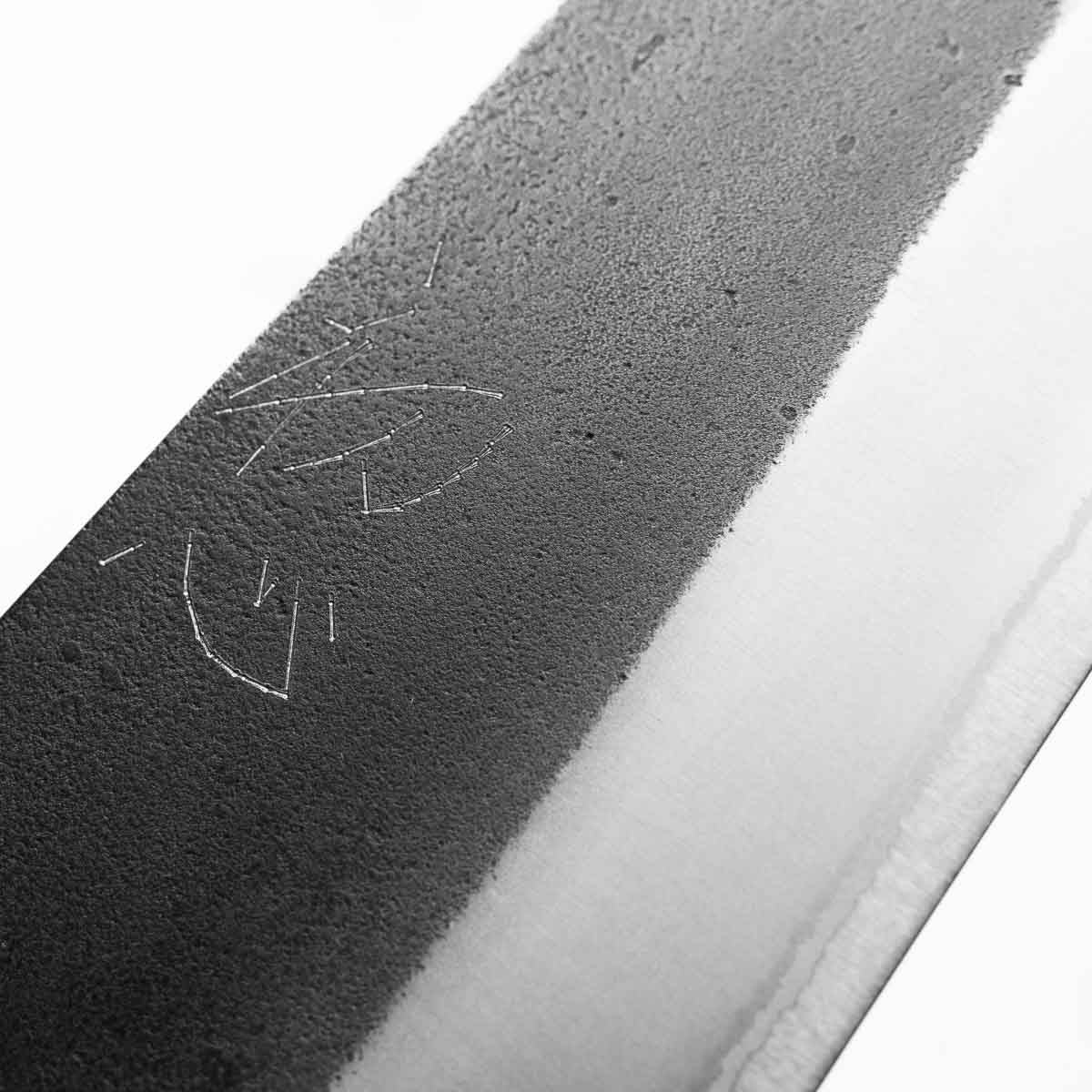 Yoshikane (Hatsukokoro) White 2 Kurouchi Nashiji SSClad Kiritsuke 210mm - Bubinga - Image 5
