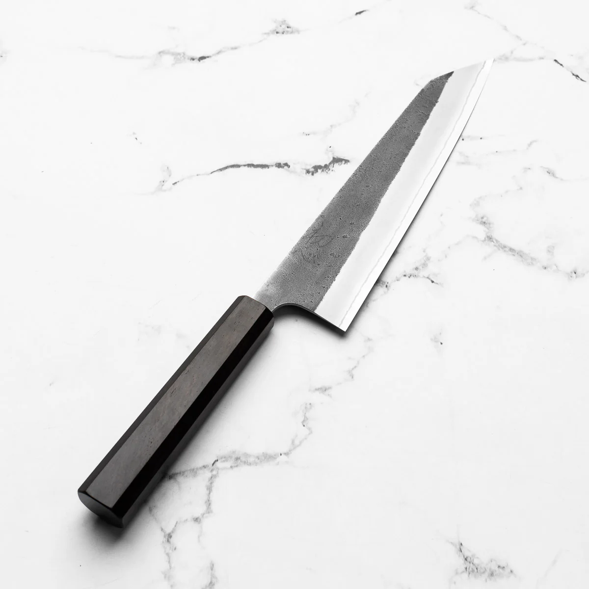 Yoshikane (Hatsukokoro) White 2 Kurouchi Nashiji SS Clad Kiritsuke 210mm - Ebony - Image 2