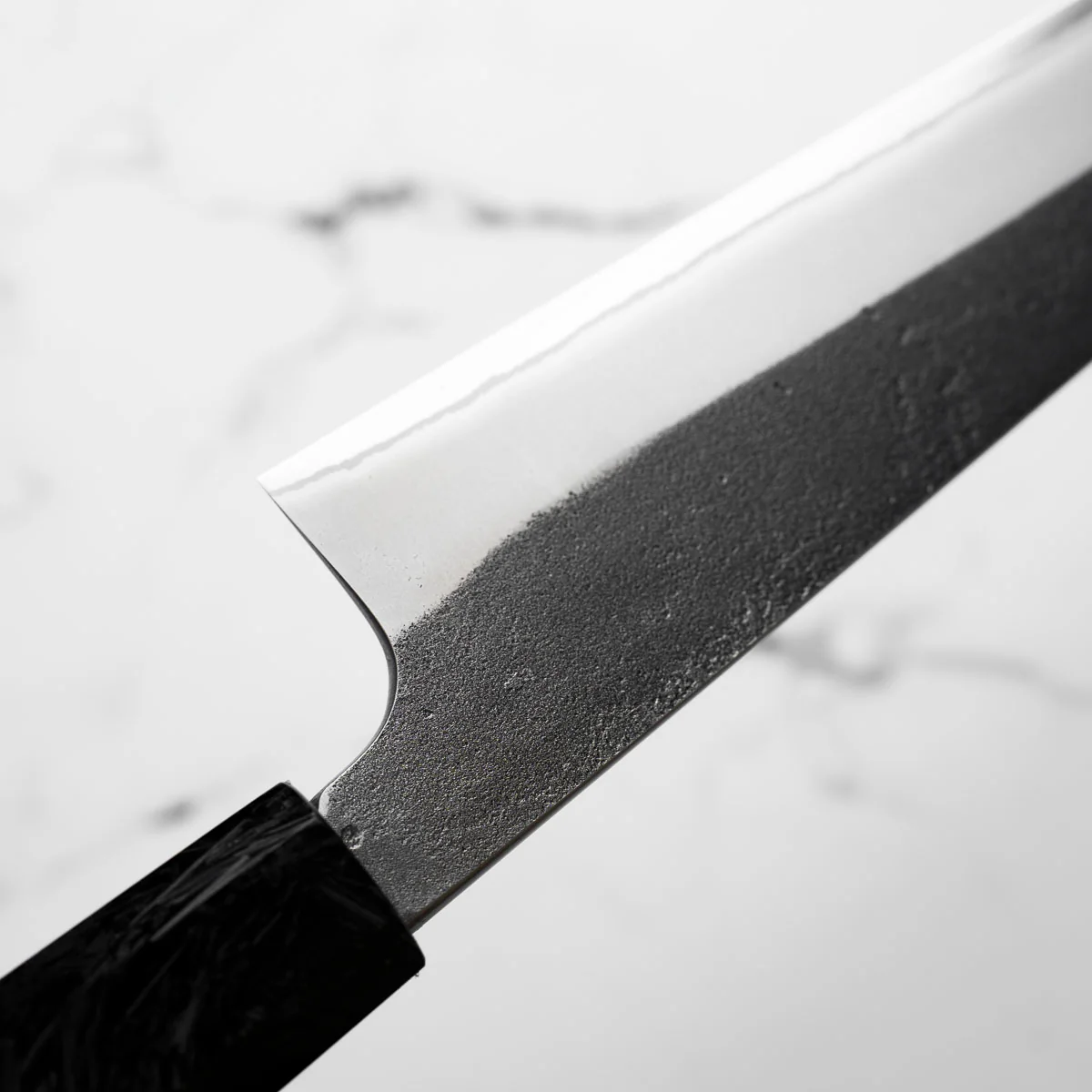 Yoshikane (Hatsukokoro) White 2 Kurouchi Nashiji Sujihiki 240mm - Dark Carbon Fibre - Image 6