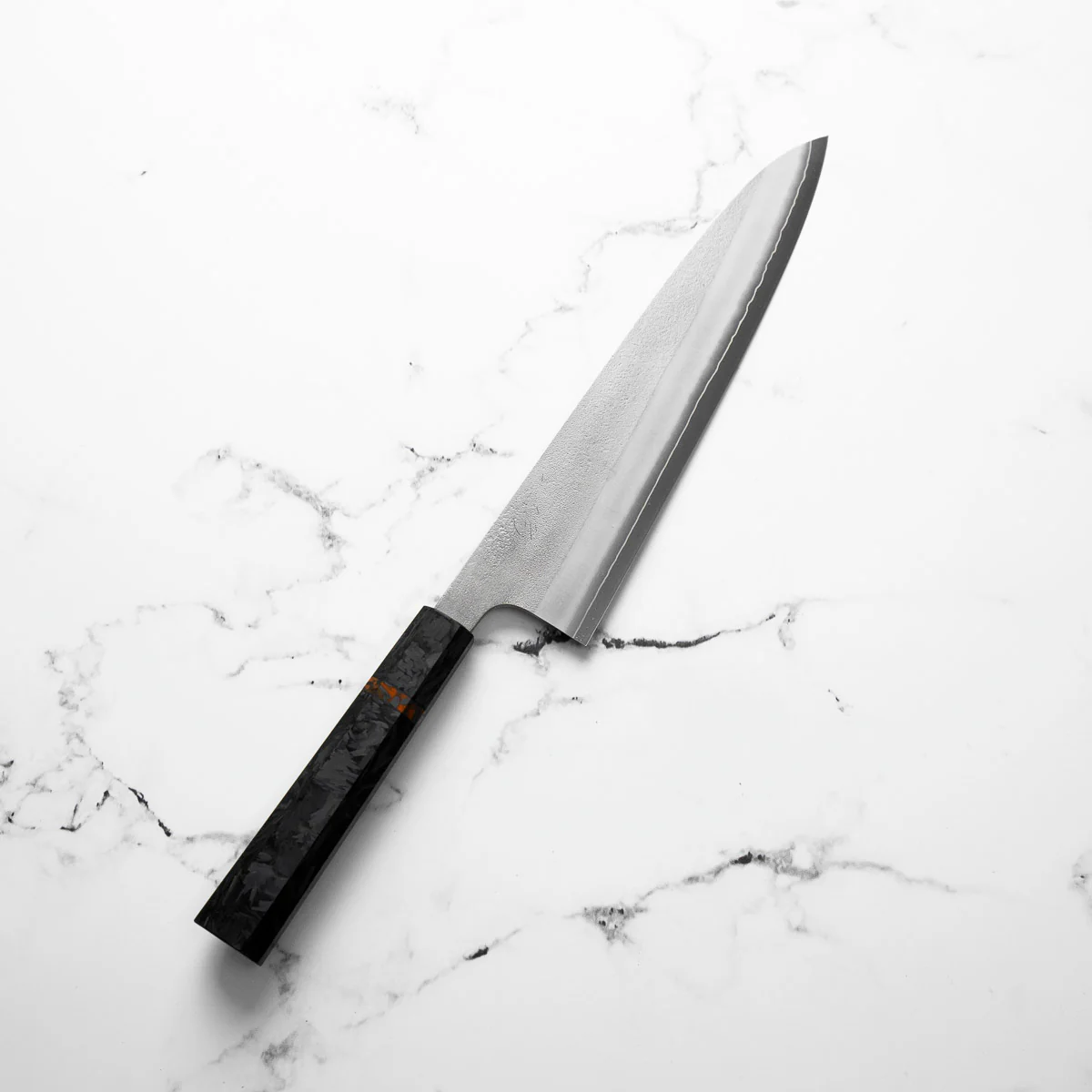 Yoshikane (Hatsukokoro) SKD Nashiji Extra Tall Gyuto 240mm - Carbon Fibre - Image 2