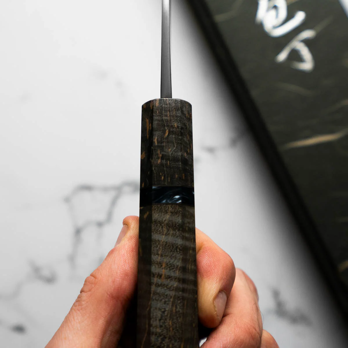 Yoshikane (Hatsukokoro) SKD Nashiji Extra Tall Gyuto 240mm - Dark Maple - Image 7