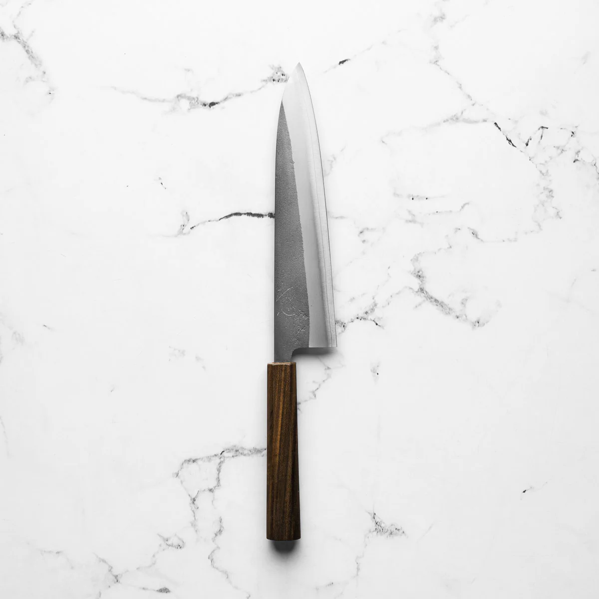 Yoshikane Hamono (Hatsukokoro) SKD Nashiji Stainless Clad Gyuto 210mm - Bubinga - Image 3