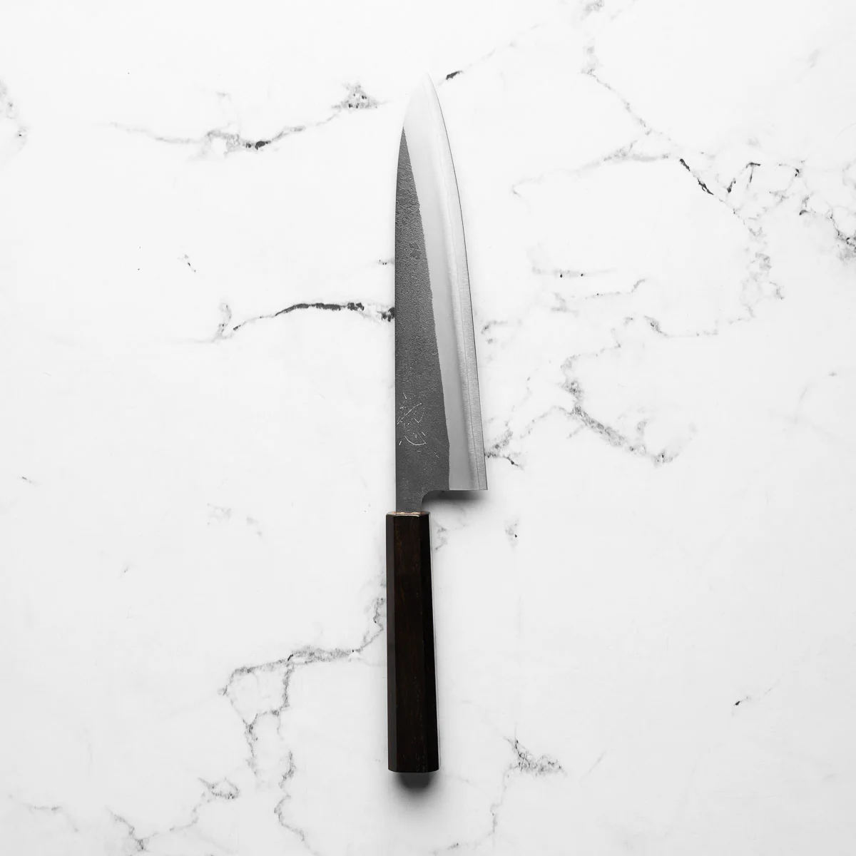Yoshikane Hamono (Hatsukokoro) SKD Nashiji Stainless Clad Gyuto 210mm - Ebony - Image 3