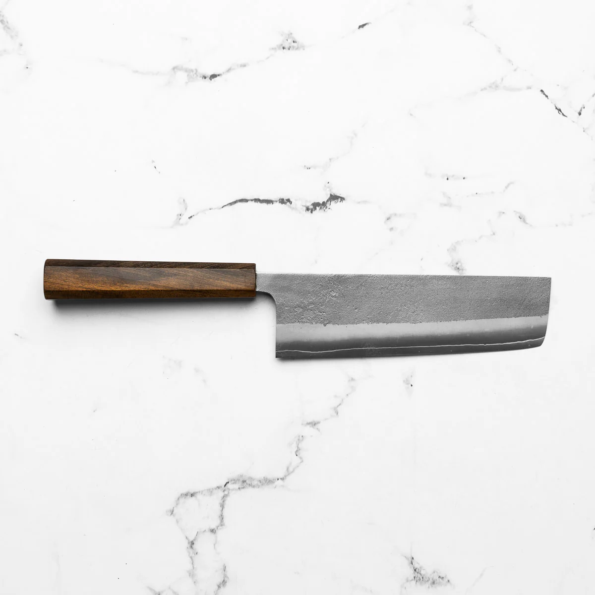 Yoshikane (Hatsukokoro) SKD Nashiji Stainless Clad Nakiri 165mm - Bubinga - Image 4