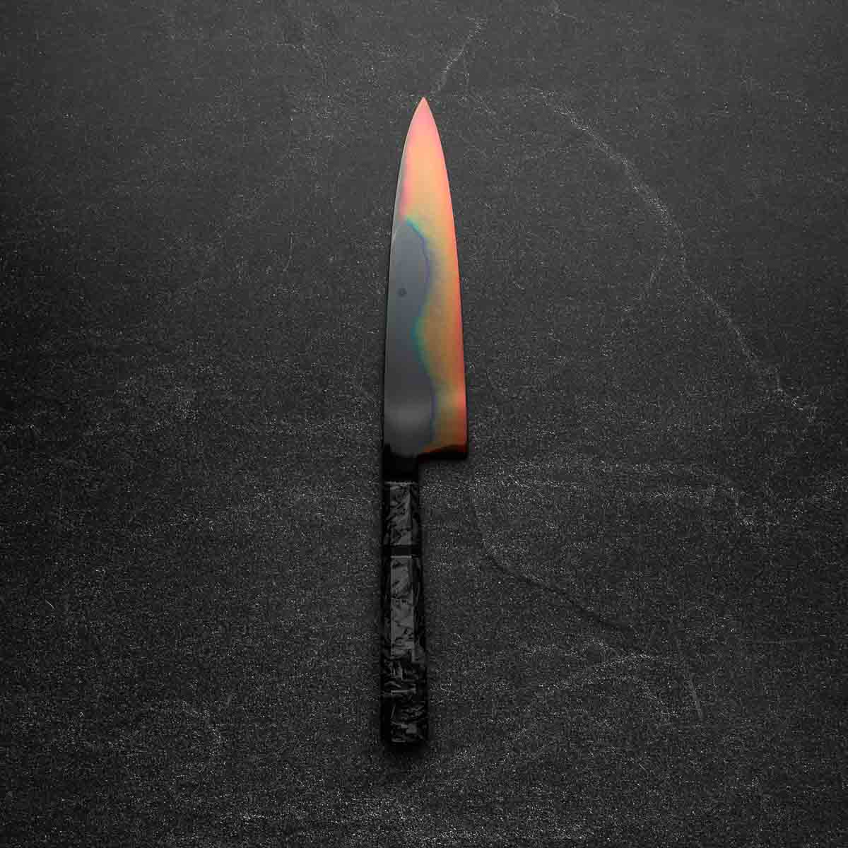 Yoshikazu Ikeda White 1 Honyaki Kachikaeshi Gyuto 210mm - Dark Carbon Fibre - Image 3